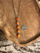 The Arroyo Lariat Necklace in Spiny Oyster, 10-Necklaces-Calli Co., Turquoise and Silver Jewelry, Native American Handmade, Zuni Tribe, Navajo Tribe, Brock Texas