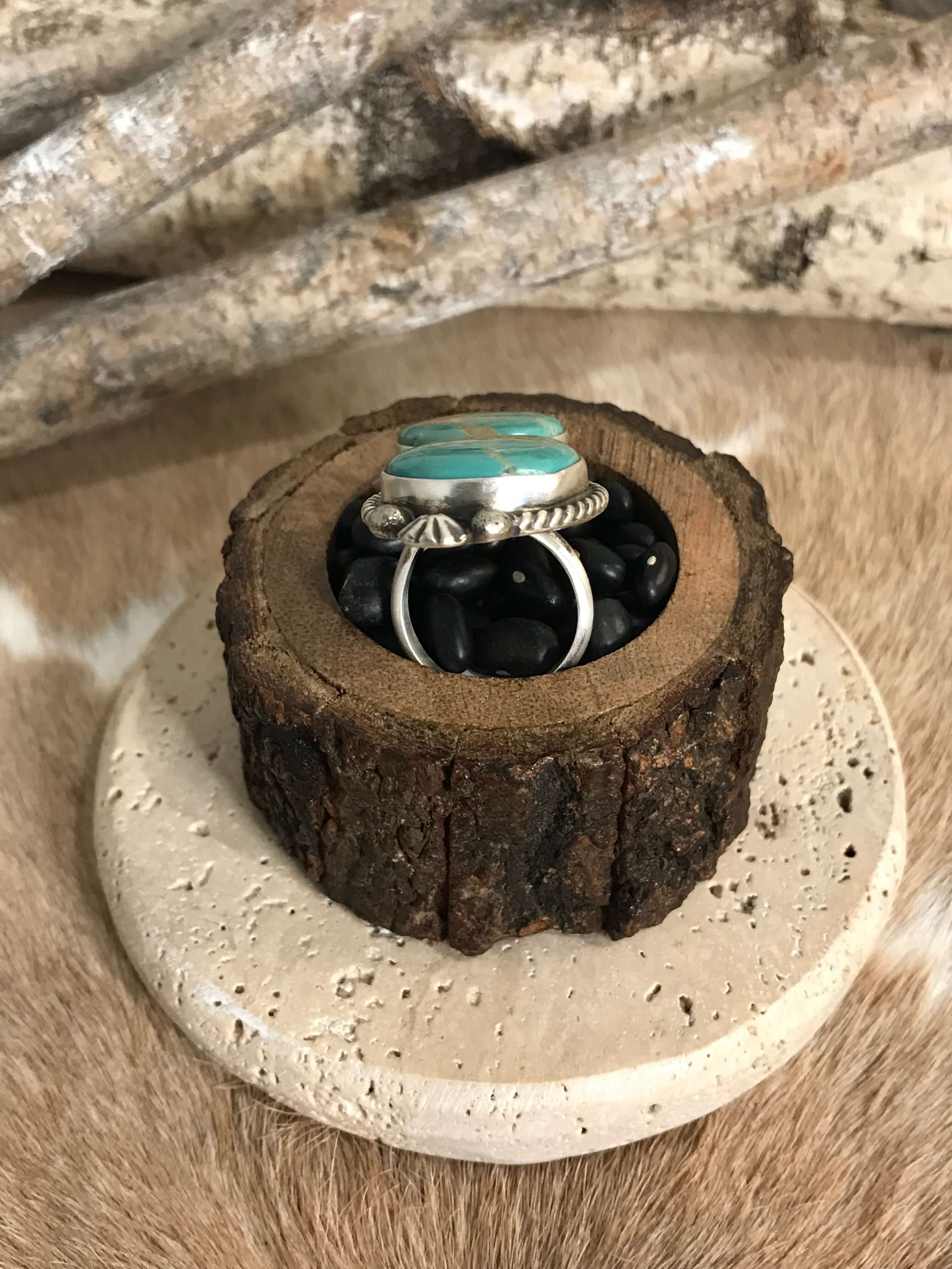 The Casa Loma Adjustable Ring, 5-Rings-Calli Co., Turquoise and Silver Jewelry, Native American Handmade, Zuni Tribe, Navajo Tribe, Brock Texas