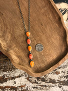 The Arroyo Lariat Necklace in Spiny Oyster, 11-Necklaces-Calli Co., Turquoise and Silver Jewelry, Native American Handmade, Zuni Tribe, Navajo Tribe, Brock Texas