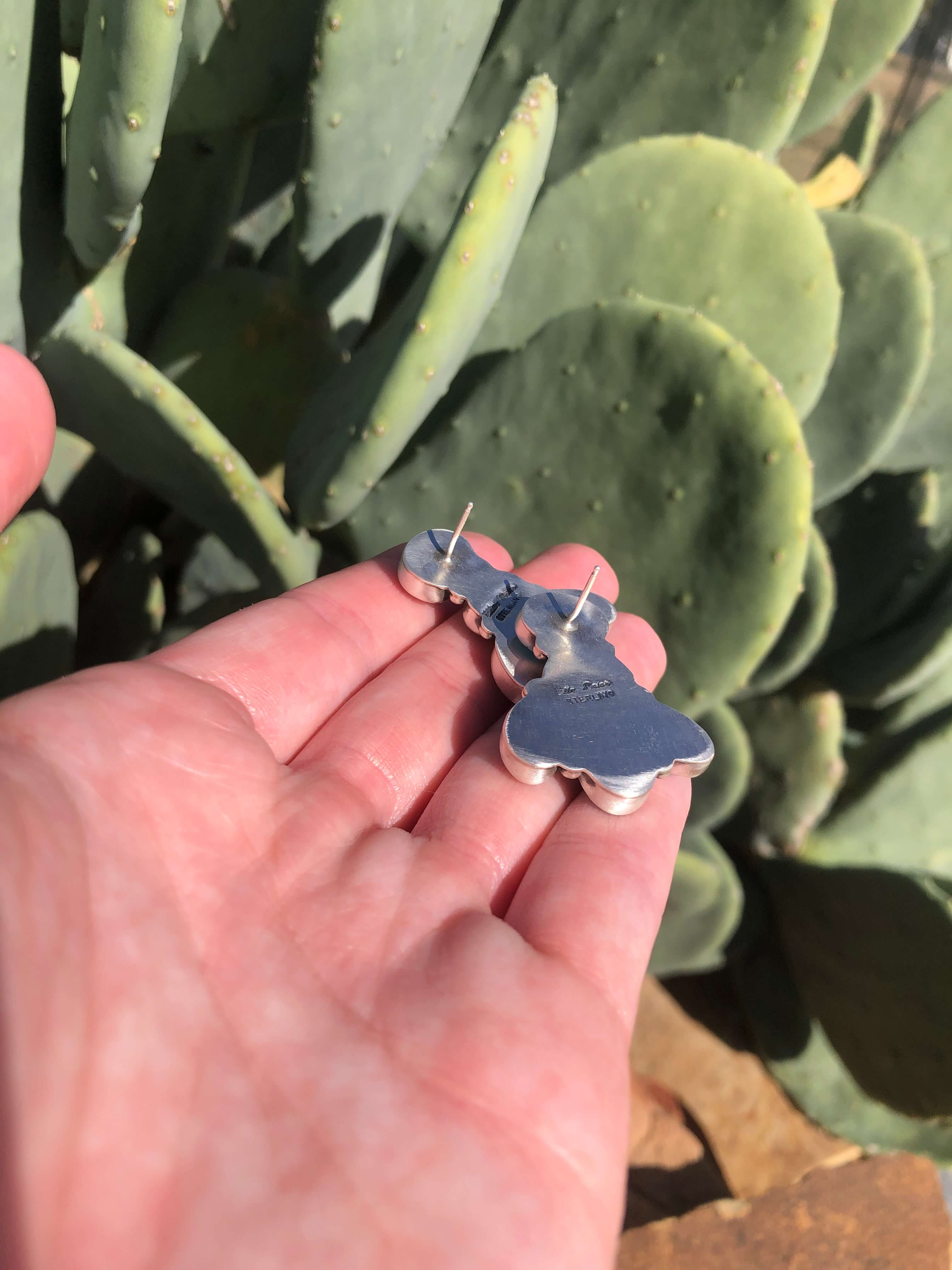 The Guffey Cluster Earrings, 2-Earrings-Calli Co., Turquoise and Silver Jewelry, Native American Handmade, Zuni Tribe, Navajo Tribe, Brock Texas