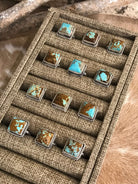 The Yellowstone Square Adjustable Rings-Rings-Calli Co., Turquoise and Silver Jewelry, Native American Handmade, Zuni Tribe, Navajo Tribe, Brock Texas