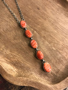 The Arroyo Lariat Necklace in Spiny Oyster, 12-Necklaces-Calli Co., Turquoise and Silver Jewelry, Native American Handmade, Zuni Tribe, Navajo Tribe, Brock Texas