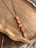 The Arroyo Lariat Necklace in Spiny Oyster, 13-Necklaces-Calli Co., Turquoise and Silver Jewelry, Native American Handmade, Zuni Tribe, Navajo Tribe, Brock Texas