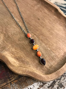 The Arroyo Lariat Necklace in Spiny Oyster, 14-Necklaces-Calli Co., Turquoise and Silver Jewelry, Native American Handmade, Zuni Tribe, Navajo Tribe, Brock Texas