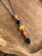 The Arroyo Lariat Necklace in Spiny Oyster, 14-Necklaces-Calli Co., Turquoise and Silver Jewelry, Native American Handmade, Zuni Tribe, Navajo Tribe, Brock Texas