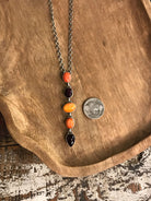 The Arroyo Lariat Necklace in Spiny Oyster, 14-Necklaces-Calli Co., Turquoise and Silver Jewelry, Native American Handmade, Zuni Tribe, Navajo Tribe, Brock Texas