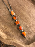 The Arroyo Lariat Necklace in Spiny Oyster, 15-Necklaces-Calli Co., Turquoise and Silver Jewelry, Native American Handmade, Zuni Tribe, Navajo Tribe, Brock Texas