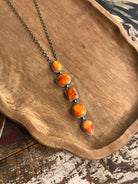 The Arroyo Lariat Necklace in Spiny Oyster, 17-Necklaces-Calli Co., Turquoise and Silver Jewelry, Native American Handmade, Zuni Tribe, Navajo Tribe, Brock Texas