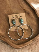 The Swain Hoop Earrings, 30-Earrings-Calli Co., Turquoise and Silver Jewelry, Native American Handmade, Zuni Tribe, Navajo Tribe, Brock Texas
