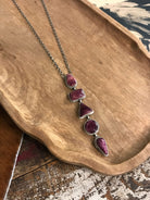 The Arroyo Lariat Necklace in Spiny Oyster, 18-Necklaces-Calli Co., Turquoise and Silver Jewelry, Native American Handmade, Zuni Tribe, Navajo Tribe, Brock Texas