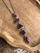 The Arroyo Lariat Necklace in Spiny Oyster, 18-Necklaces-Calli Co., Turquoise and Silver Jewelry, Native American Handmade, Zuni Tribe, Navajo Tribe, Brock Texas