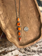 The Arroyo Lariat Necklace in Spiny Oyster, 19-Necklaces-Calli Co., Turquoise and Silver Jewelry, Native American Handmade, Zuni Tribe, Navajo Tribe, Brock Texas