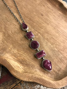 The Arroyo Lariat Necklace in Spiny Oyster, 20-Necklaces-Calli Co., Turquoise and Silver Jewelry, Native American Handmade, Zuni Tribe, Navajo Tribe, Brock Texas