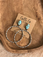 The Swain Hoop Earrings, 32-Earrings-Calli Co., Turquoise and Silver Jewelry, Native American Handmade, Zuni Tribe, Navajo Tribe, Brock Texas