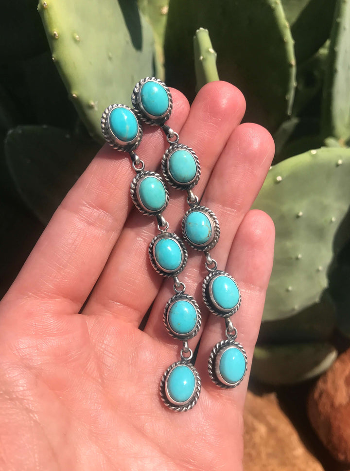 The Monahans Earrings, 1-Earrings-Calli Co., Turquoise and Silver Jewelry, Native American Handmade, Zuni Tribe, Navajo Tribe, Brock Texas