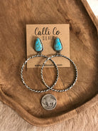 The Swain Hoop Earrings, 35-Earrings-Calli Co., Turquoise and Silver Jewelry, Native American Handmade, Zuni Tribe, Navajo Tribe, Brock Texas