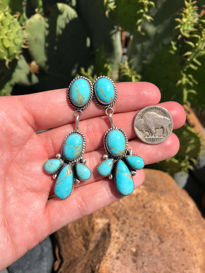 The Texline Earrings, 9-Earrings-Calli Co., Turquoise and Silver Jewelry, Native American Handmade, Zuni Tribe, Navajo Tribe, Brock Texas