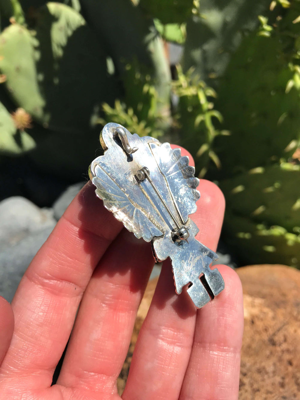 The Kachina Pendant/Pin in Turquoise, 2-Pendants-Calli Co., Turquoise and Silver Jewelry, Native American Handmade, Zuni Tribe, Navajo Tribe, Brock Texas