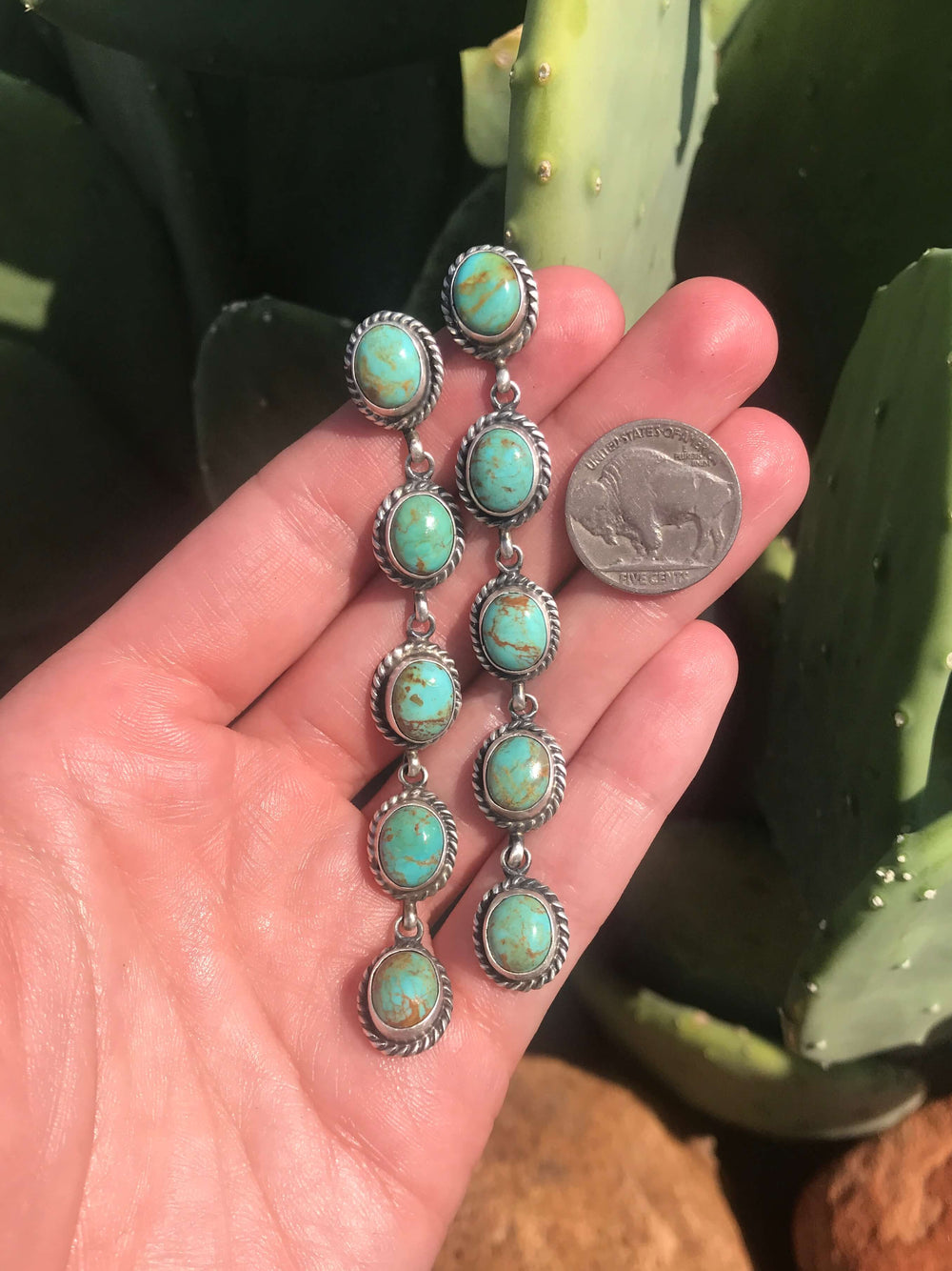 The Monahans Earrings, 2-Earrings-Calli Co., Turquoise and Silver Jewelry, Native American Handmade, Zuni Tribe, Navajo Tribe, Brock Texas