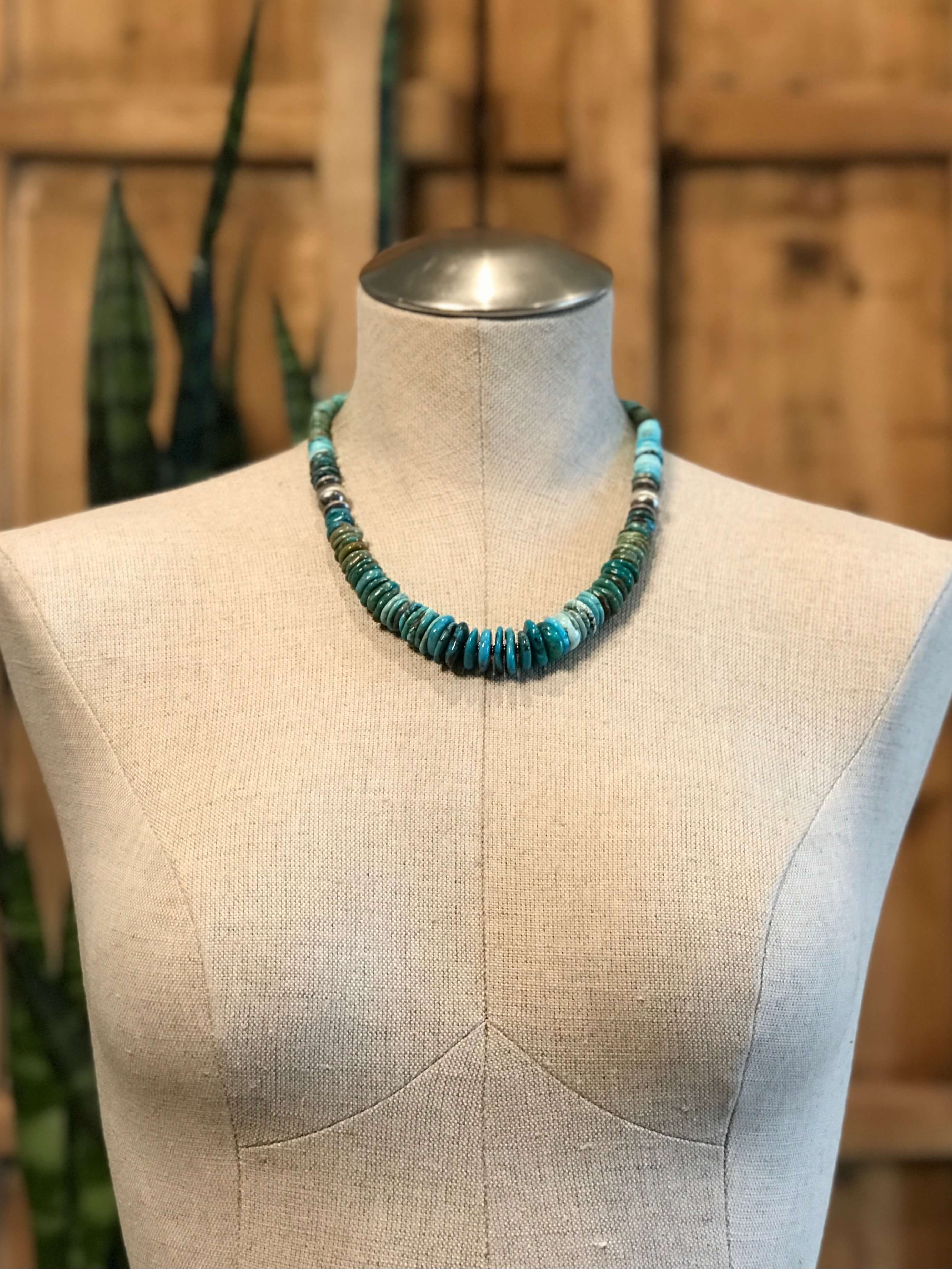 The Sury Stacked Necklace, 1-Necklaces-Calli Co., Turquoise and Silver Jewelry, Native American Handmade, Zuni Tribe, Navajo Tribe, Brock Texas