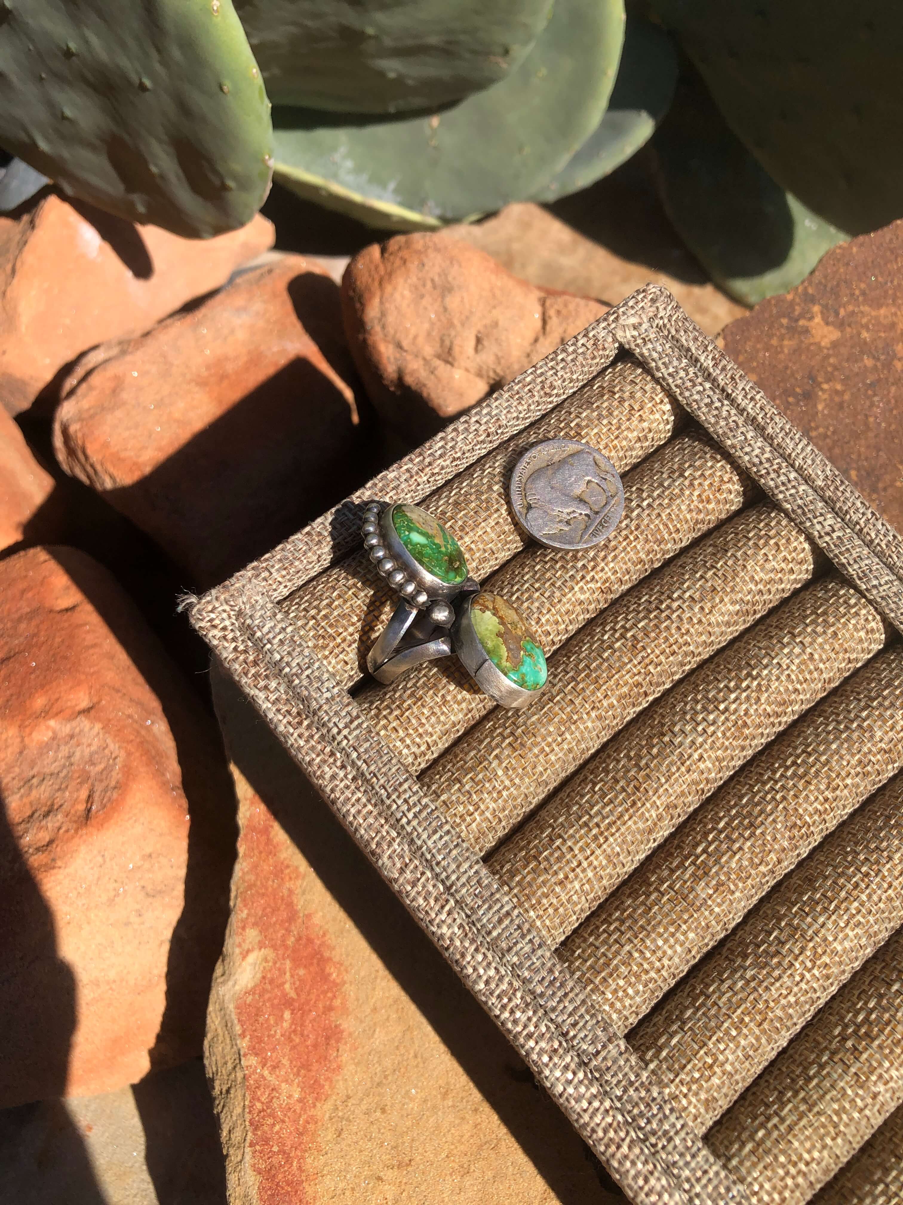 The Nelchina Ring, Sz 7.5-Rings-Calli Co., Turquoise and Silver Jewelry, Native American Handmade, Zuni Tribe, Navajo Tribe, Brock Texas