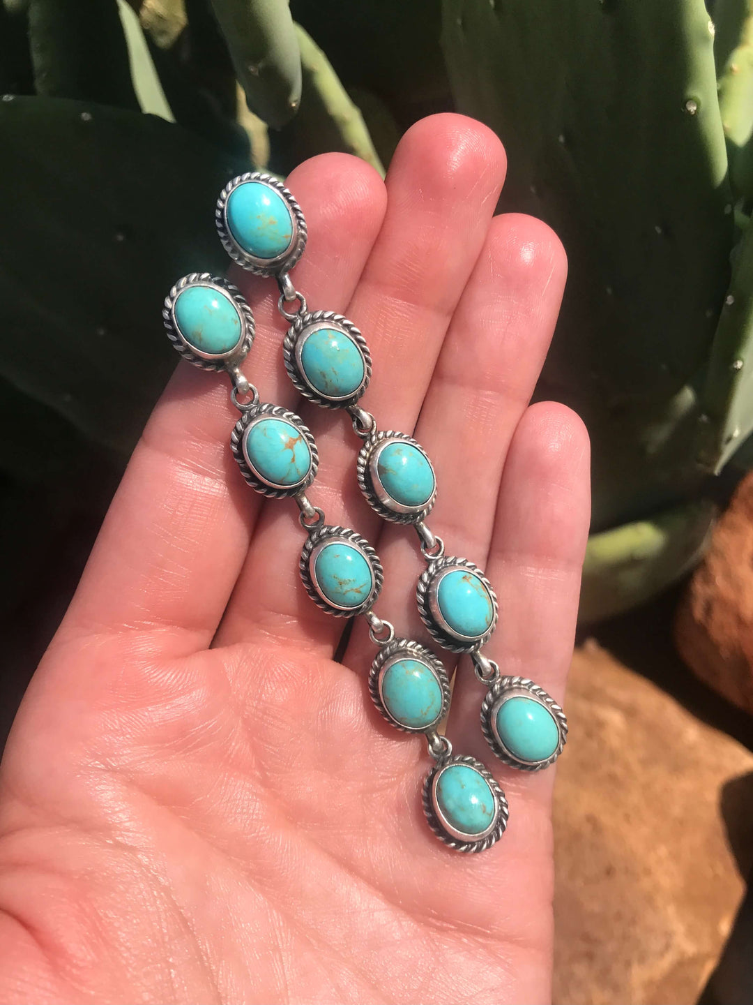 The Monahans Earrings, 4-Earrings-Calli Co., Turquoise and Silver Jewelry, Native American Handmade, Zuni Tribe, Navajo Tribe, Brock Texas