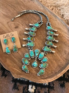 The Caledo Squash Blossom Necklace Set-Necklaces-Calli Co., Turquoise and Silver Jewelry, Native American Handmade, Zuni Tribe, Navajo Tribe, Brock Texas