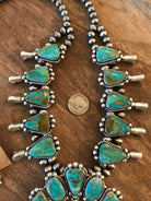 The Caledo Squash Blossom Necklace Set-Necklaces-Calli Co., Turquoise and Silver Jewelry, Native American Handmade, Zuni Tribe, Navajo Tribe, Brock Texas