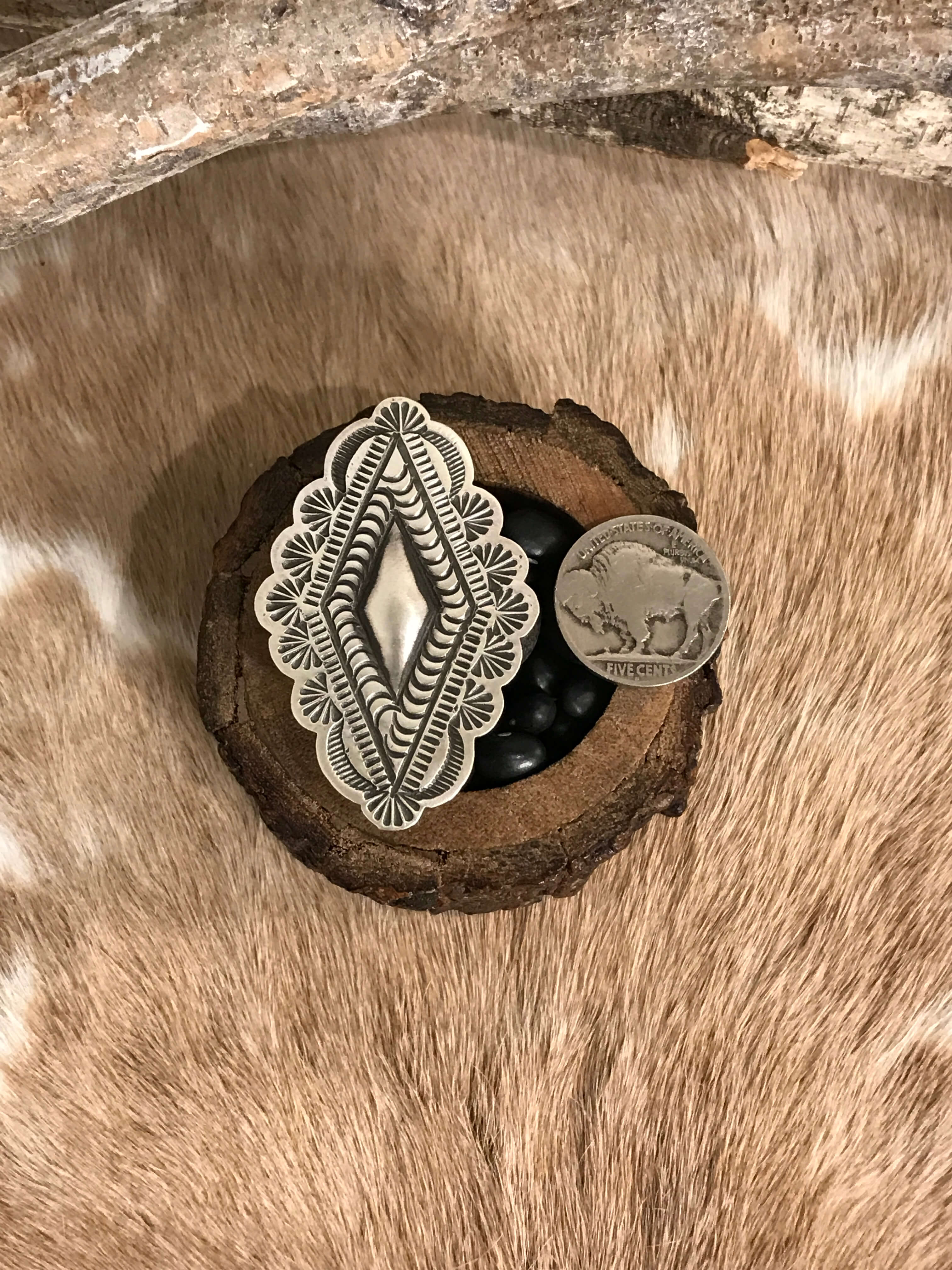 The El Rito Adjustable Concho Ring, 1-Rings-Calli Co., Turquoise and Silver Jewelry, Native American Handmade, Zuni Tribe, Navajo Tribe, Brock Texas