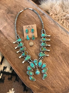 The Caledo Squash Blossom Necklace Set-Necklaces-Calli Co., Turquoise and Silver Jewelry, Native American Handmade, Zuni Tribe, Navajo Tribe, Brock Texas