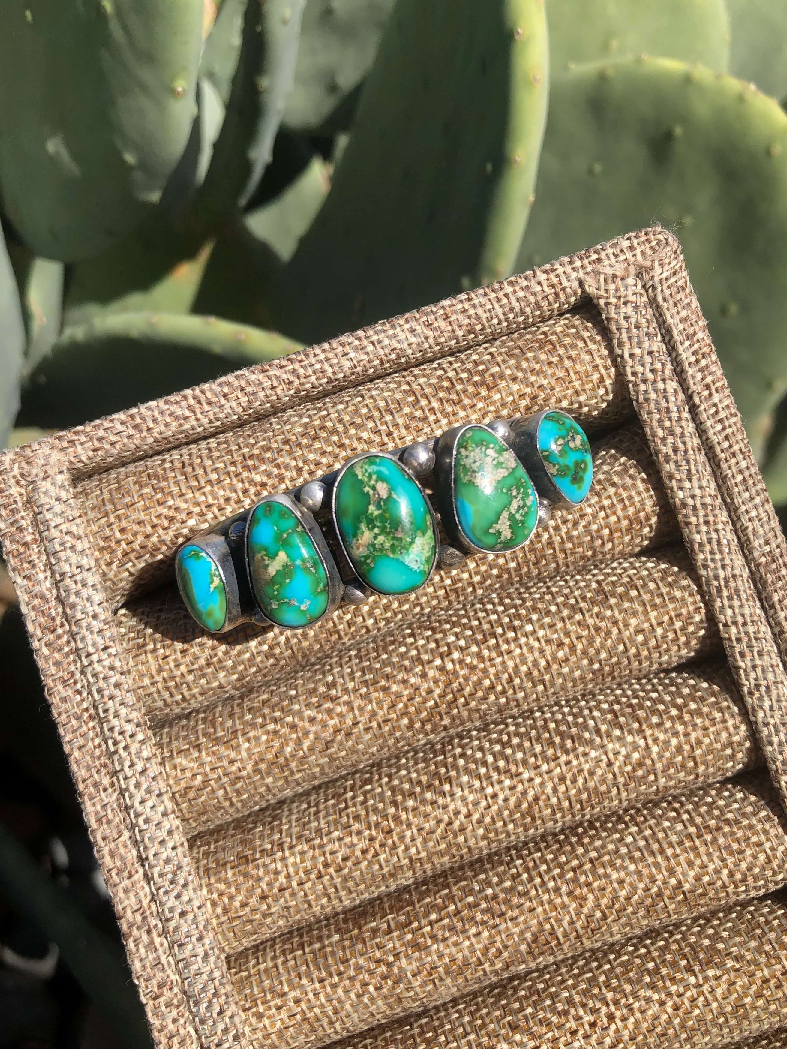 The 5 Stone Turquoise Cuff, 1-Bracelets & Cuffs-Calli Co., Turquoise and Silver Jewelry, Native American Handmade, Zuni Tribe, Navajo Tribe, Brock Texas