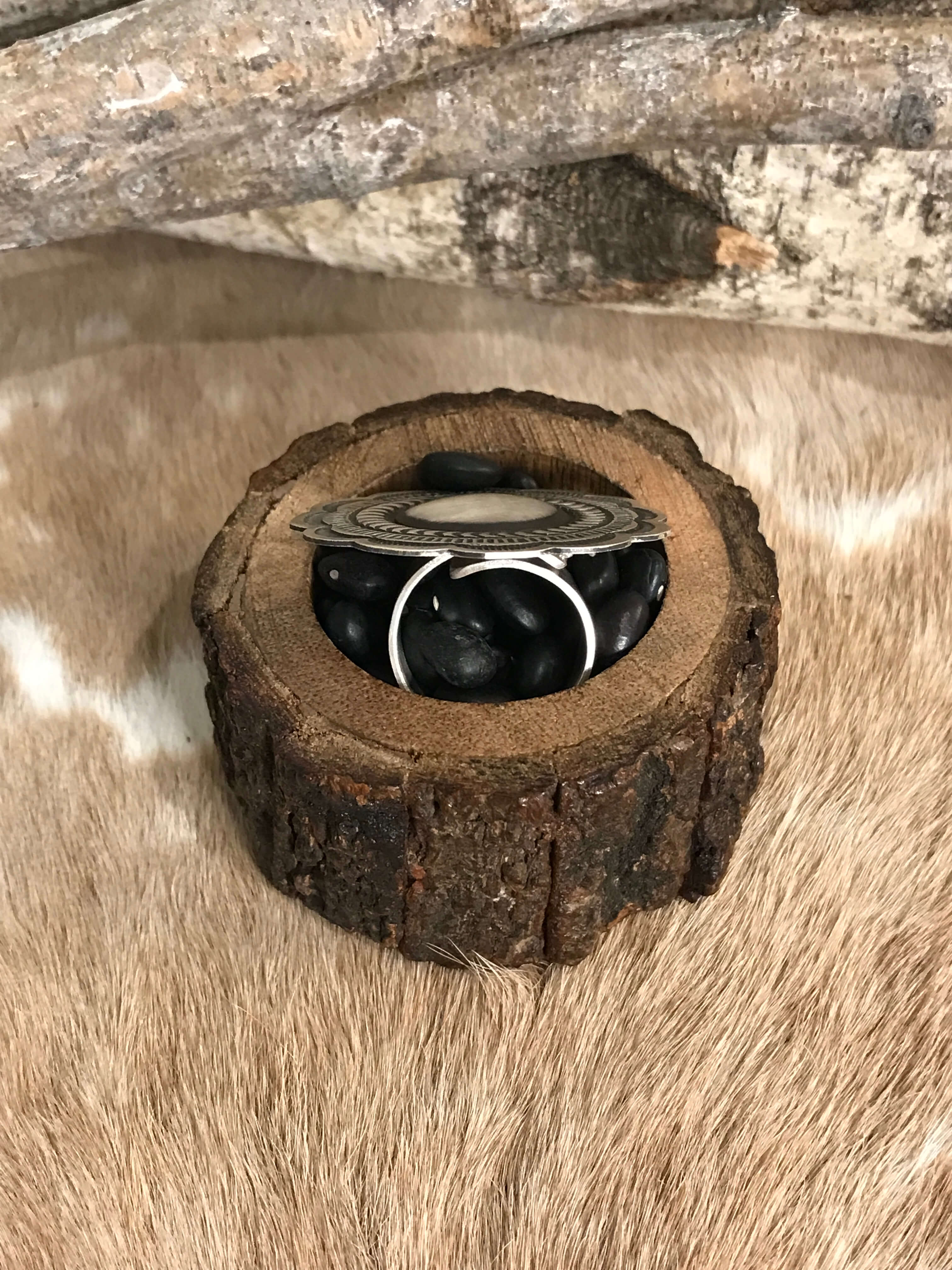 The El Rito Adjustable Concho Ring, 3-Rings-Calli Co., Turquoise and Silver Jewelry, Native American Handmade, Zuni Tribe, Navajo Tribe, Brock Texas