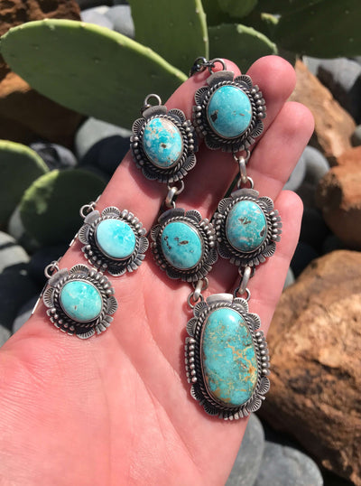 The Marquette Necklace Set-Necklaces-Calli Co., Turquoise and Silver Jewelry, Native American Handmade, Zuni Tribe, Navajo Tribe, Brock Texas