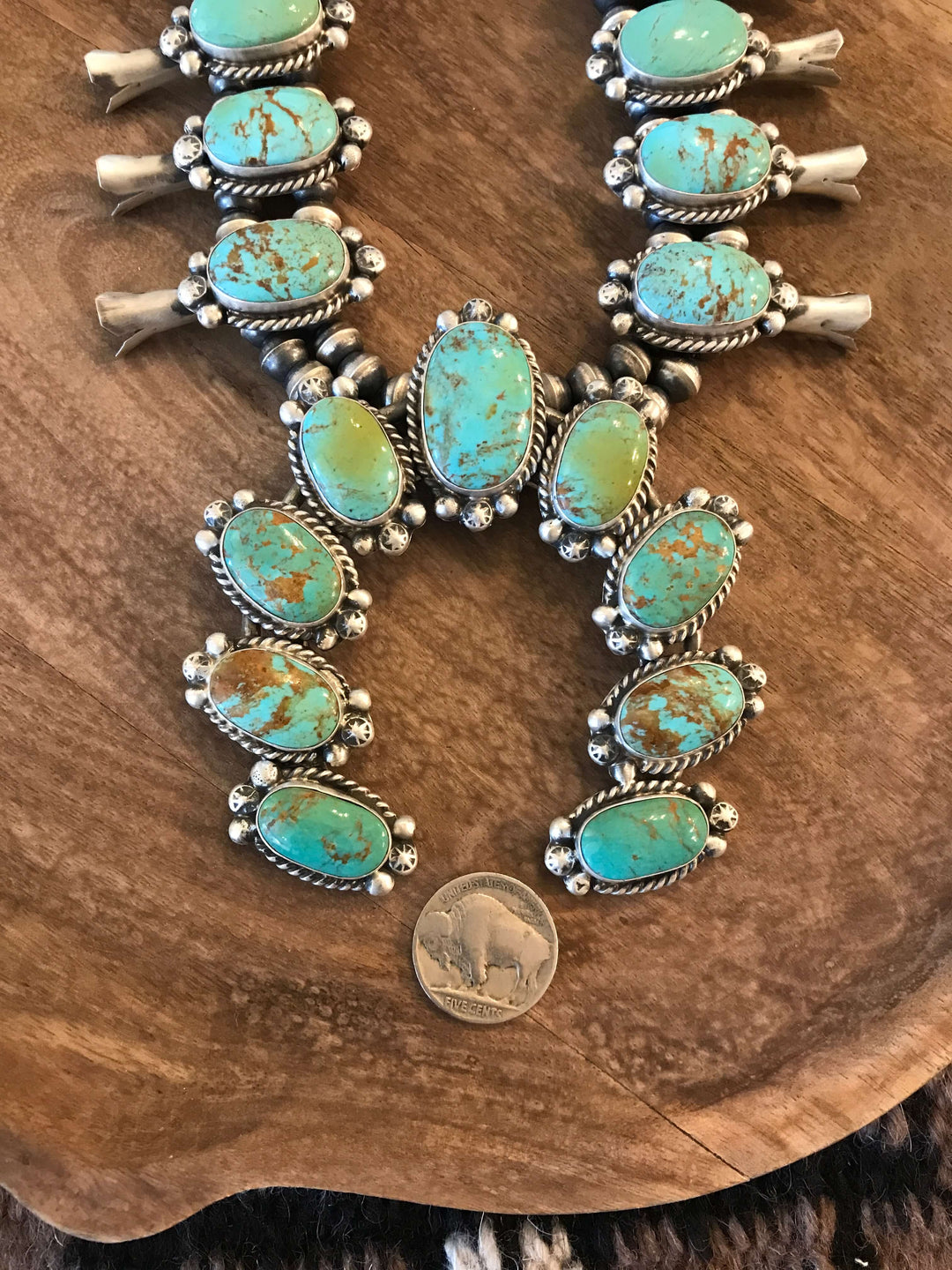 The Sutton Squash Blossom Necklace Set-Necklaces-Calli Co., Turquoise and Silver Jewelry, Native American Handmade, Zuni Tribe, Navajo Tribe, Brock Texas