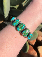 The 5 Stone Turquoise Cuff, 1-Bracelets & Cuffs-Calli Co., Turquoise and Silver Jewelry, Native American Handmade, Zuni Tribe, Navajo Tribe, Brock Texas