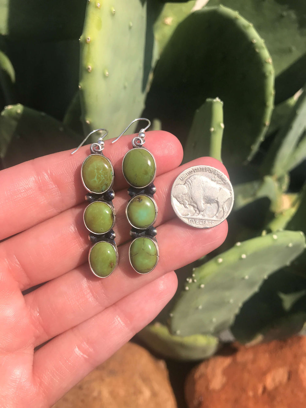 The Sierra Vista Earrings, 1-Earrings-Calli Co., Turquoise and Silver Jewelry, Native American Handmade, Zuni Tribe, Navajo Tribe, Brock Texas