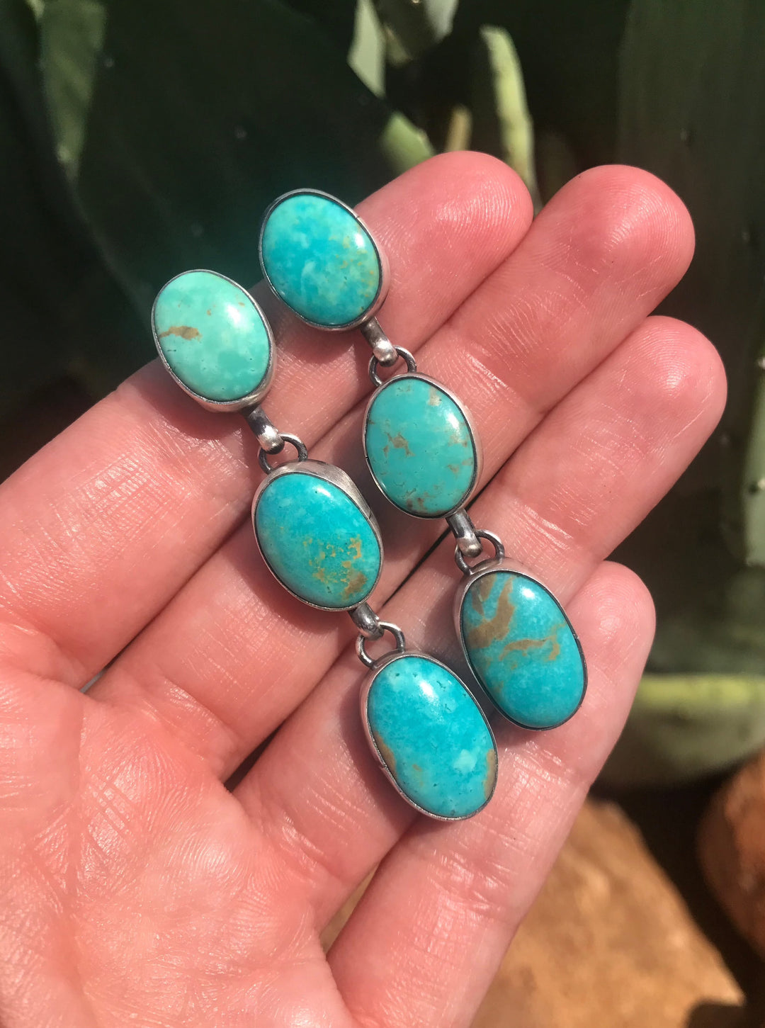 The Sierra Vista Earrings, 2-Earrings-Calli Co., Turquoise and Silver Jewelry, Native American Handmade, Zuni Tribe, Navajo Tribe, Brock Texas