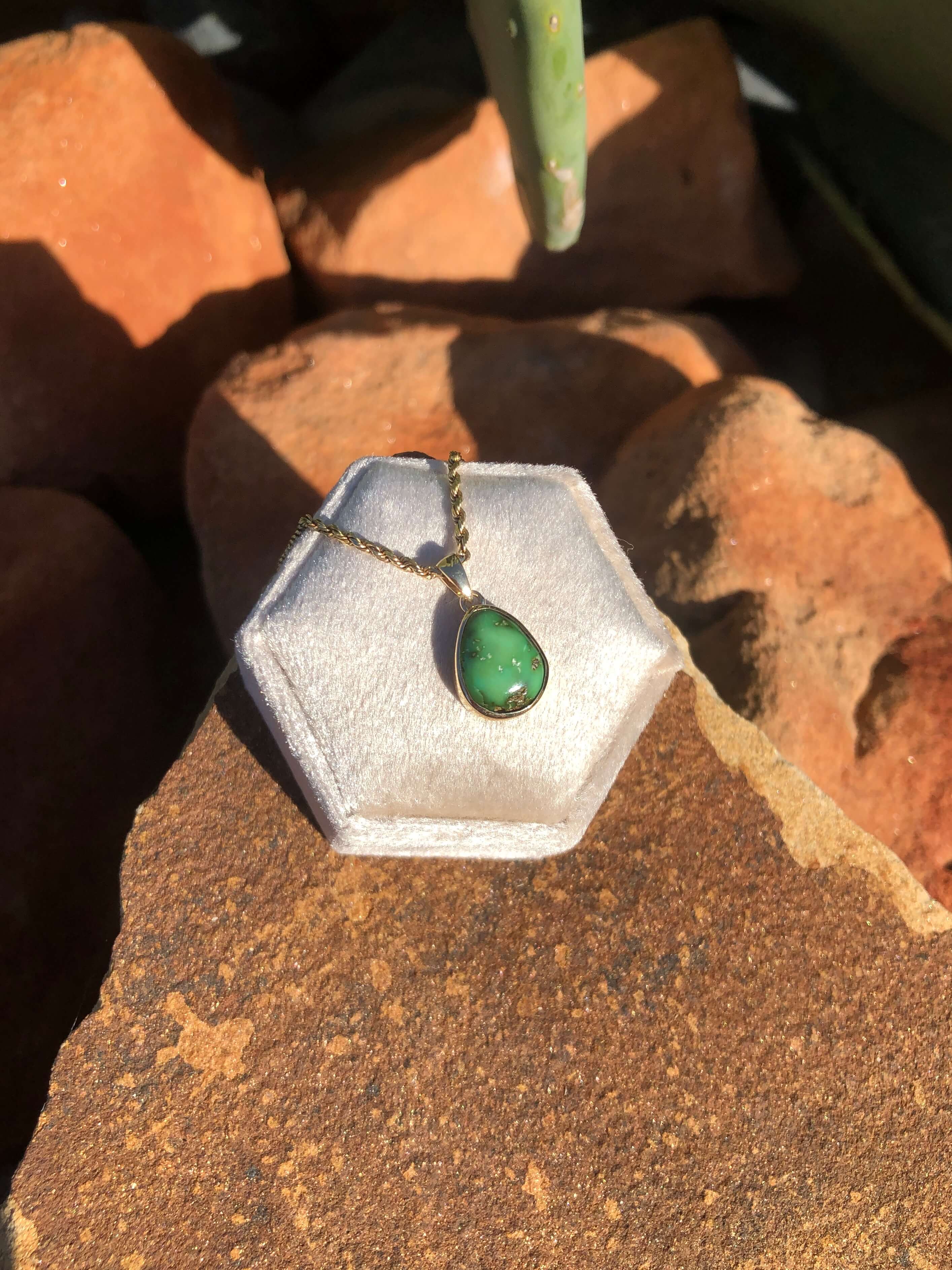 The Nordic 14k and Turquoise Pendant, 1-Pendants-Calli Co., Turquoise and Silver Jewelry, Native American Handmade, Zuni Tribe, Navajo Tribe, Brock Texas