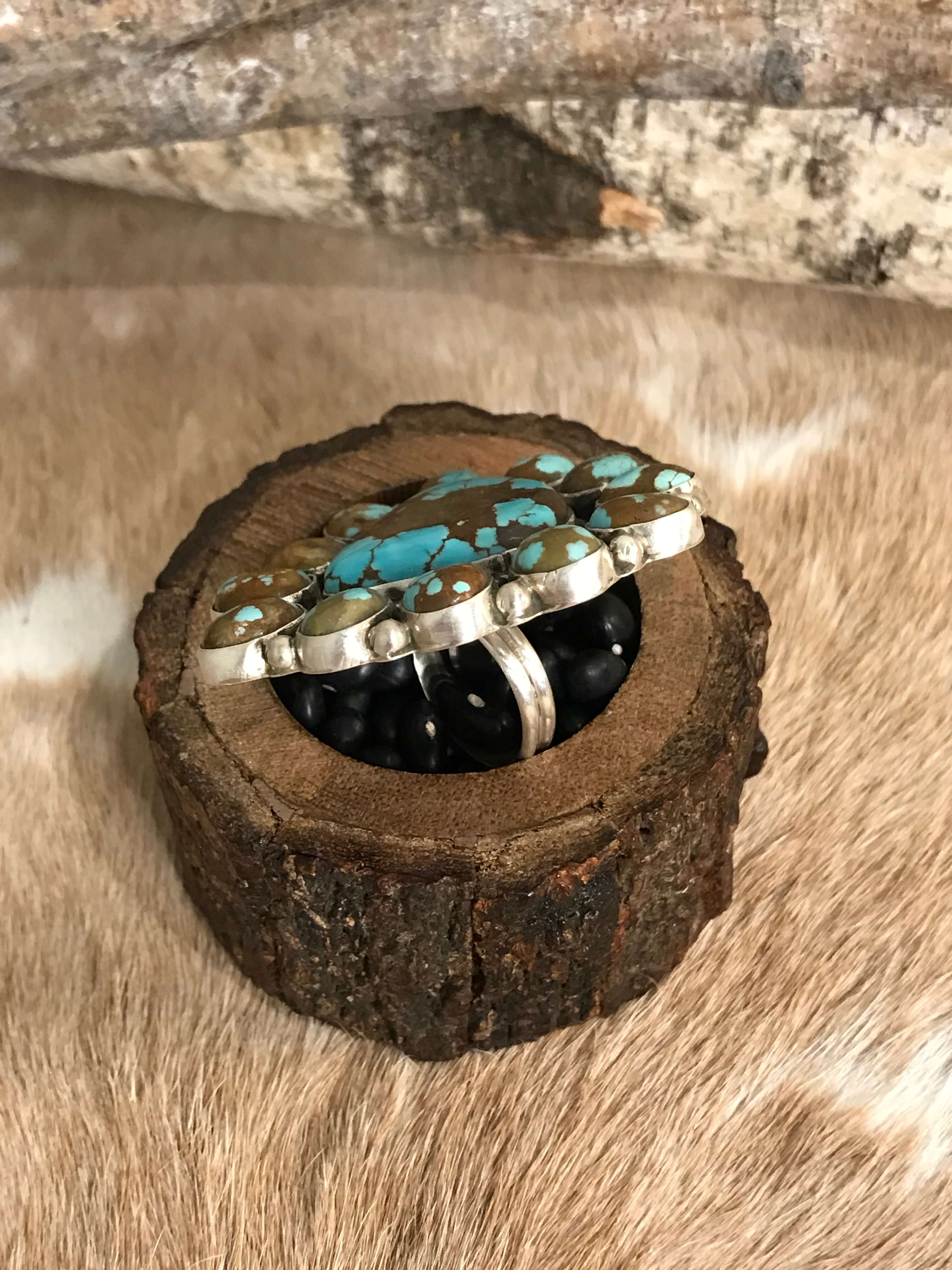 The Wildland Adjustable Ring, 2-Rings-Calli Co., Turquoise and Silver Jewelry, Native American Handmade, Zuni Tribe, Navajo Tribe, Brock Texas