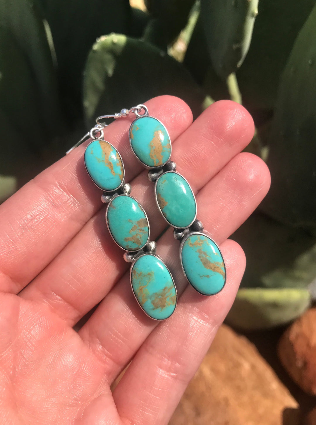 The Sierra Vista Earrings, 4-Earrings-Calli Co., Turquoise and Silver Jewelry, Native American Handmade, Zuni Tribe, Navajo Tribe, Brock Texas