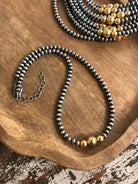 The Merrick Gold + Pearl Necklace-Necklaces-Calli Co., Turquoise and Silver Jewelry, Native American Handmade, Zuni Tribe, Navajo Tribe, Brock Texas