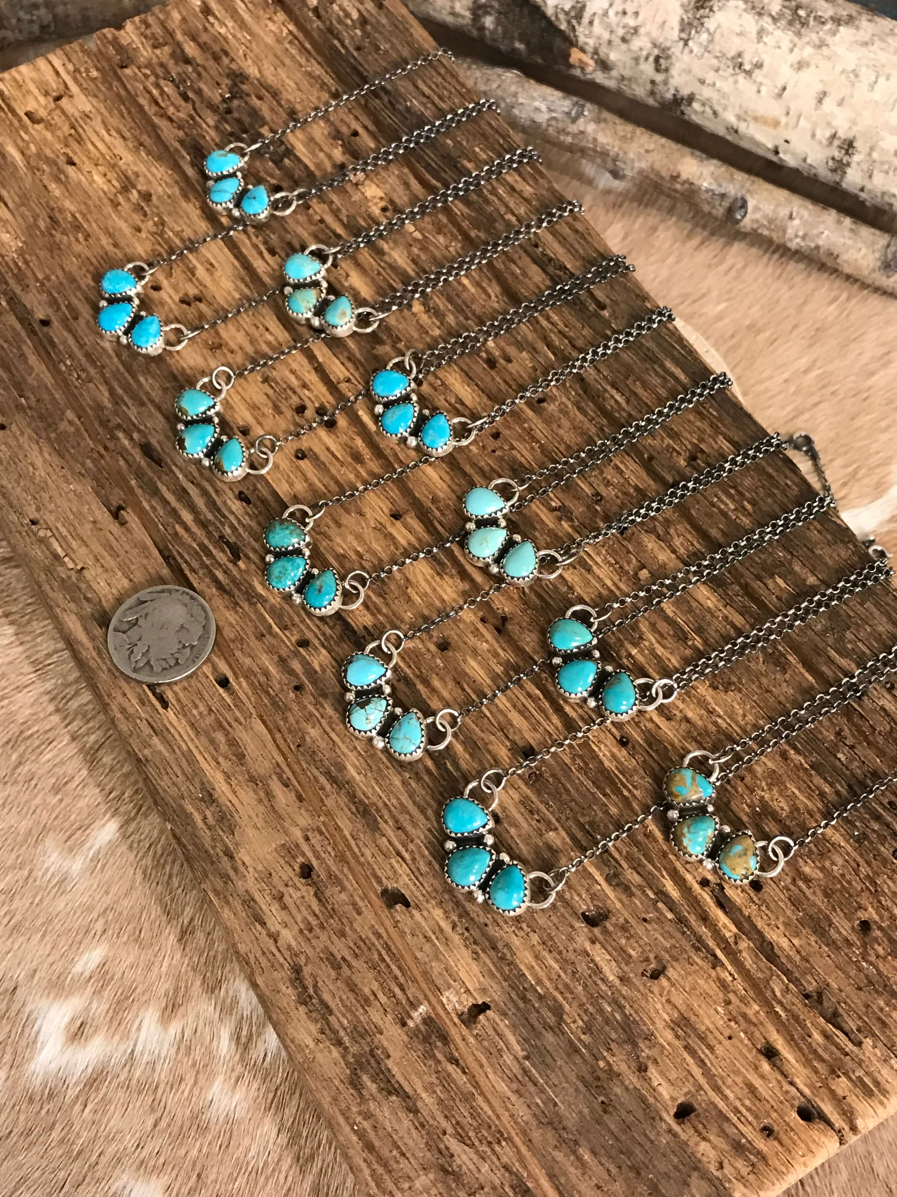 The Rexford Turquoise 3 Stone Necklaces – Calli Co. Silver