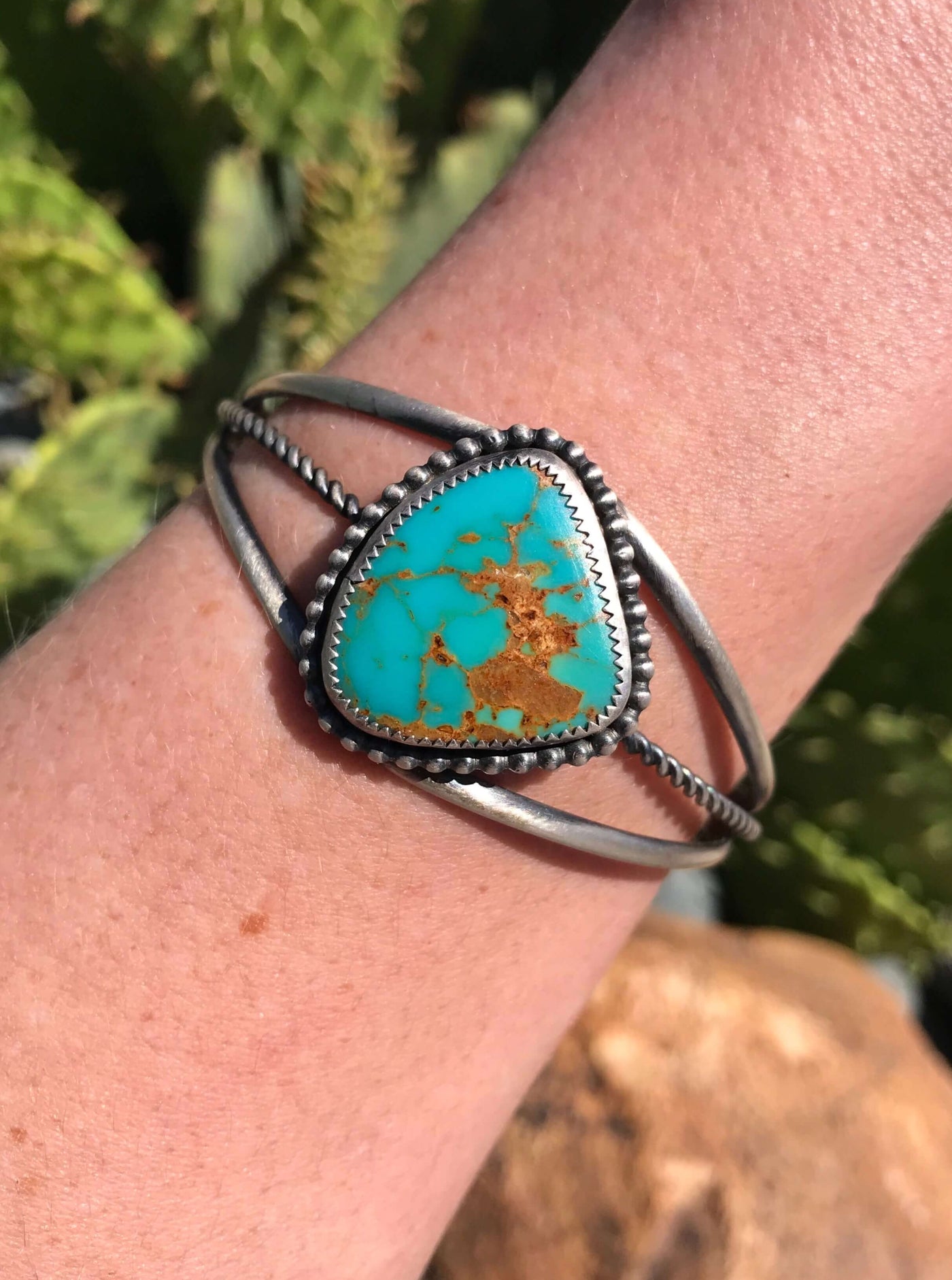 The Corrina Cuff-Bracelets & Cuffs-Calli Co., Turquoise and Silver Jewelry, Native American Handmade, Zuni Tribe, Navajo Tribe, Brock Texas