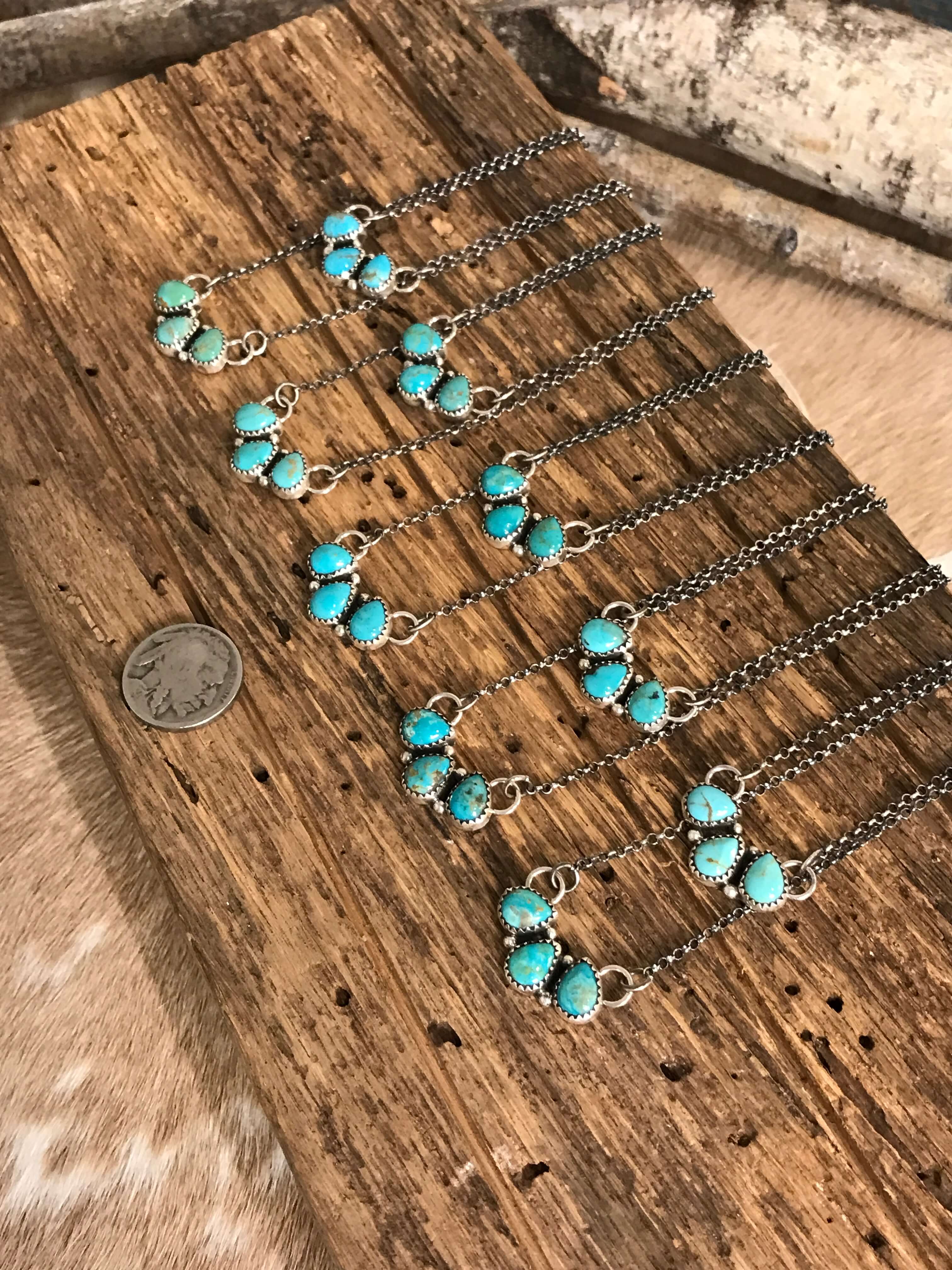 The Rexford Turquoise 3 Stone Necklaces-Necklaces-Calli Co., Turquoise and Silver Jewelry, Native American Handmade, Zuni Tribe, Navajo Tribe, Brock Texas
