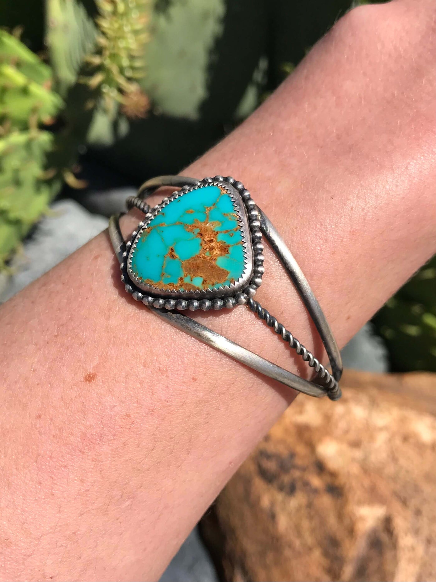The Corrina Cuff-Bracelets & Cuffs-Calli Co., Turquoise and Silver Jewelry, Native American Handmade, Zuni Tribe, Navajo Tribe, Brock Texas