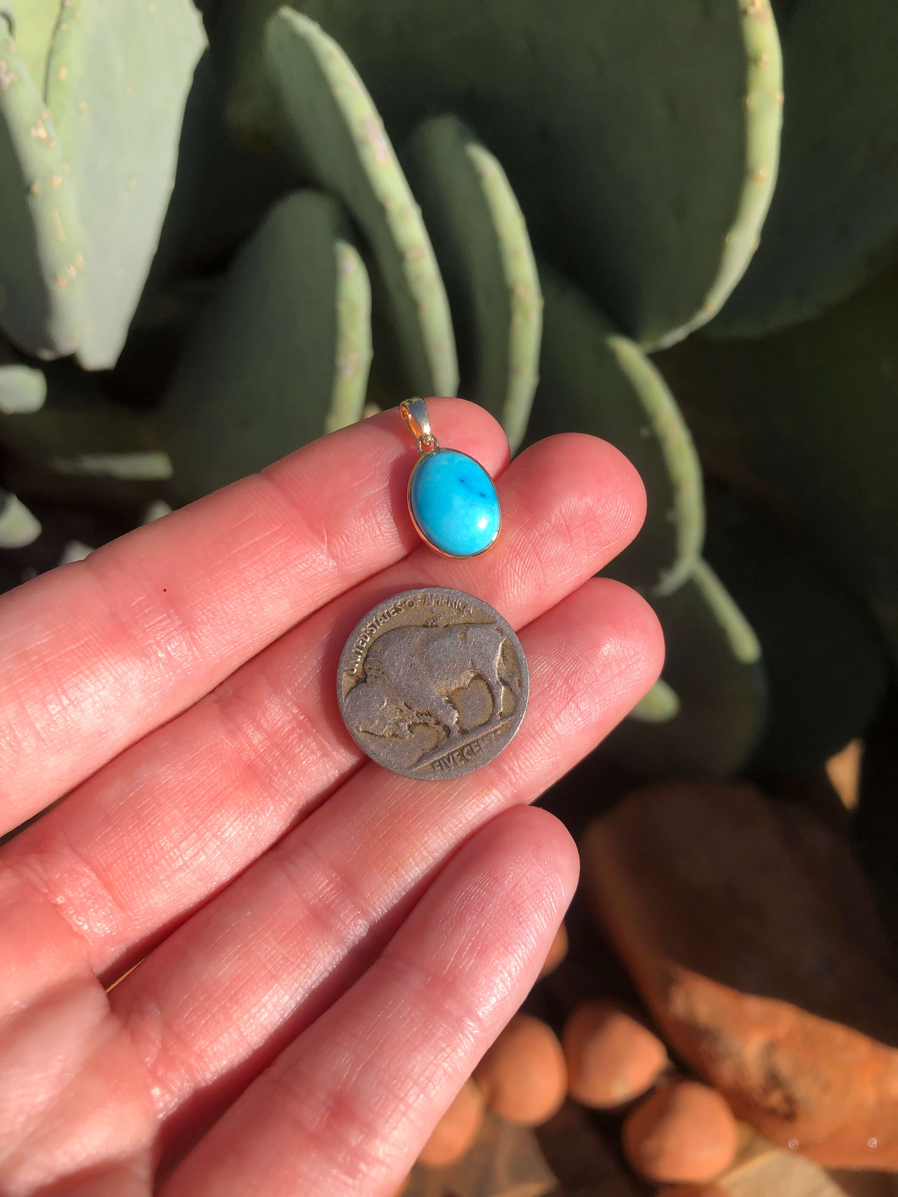 The Nordic 14k and Turquoise Pendant, 2-Pendants-Calli Co., Turquoise and Silver Jewelry, Native American Handmade, Zuni Tribe, Navajo Tribe, Brock Texas