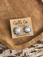 The Raleigh Concho Earrings-Earrings-Calli Co., Turquoise and Silver Jewelry, Native American Handmade, Zuni Tribe, Navajo Tribe, Brock Texas