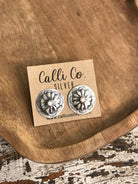 The Raleigh Concho Earrings in Pink Conch-Earrings-Calli Co., Turquoise and Silver Jewelry, Native American Handmade, Zuni Tribe, Navajo Tribe, Brock Texas