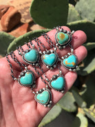 The Big Chief Turquoise Heart Necklaces-Necklaces-Calli Co., Turquoise and Silver Jewelry, Native American Handmade, Zuni Tribe, Navajo Tribe, Brock Texas