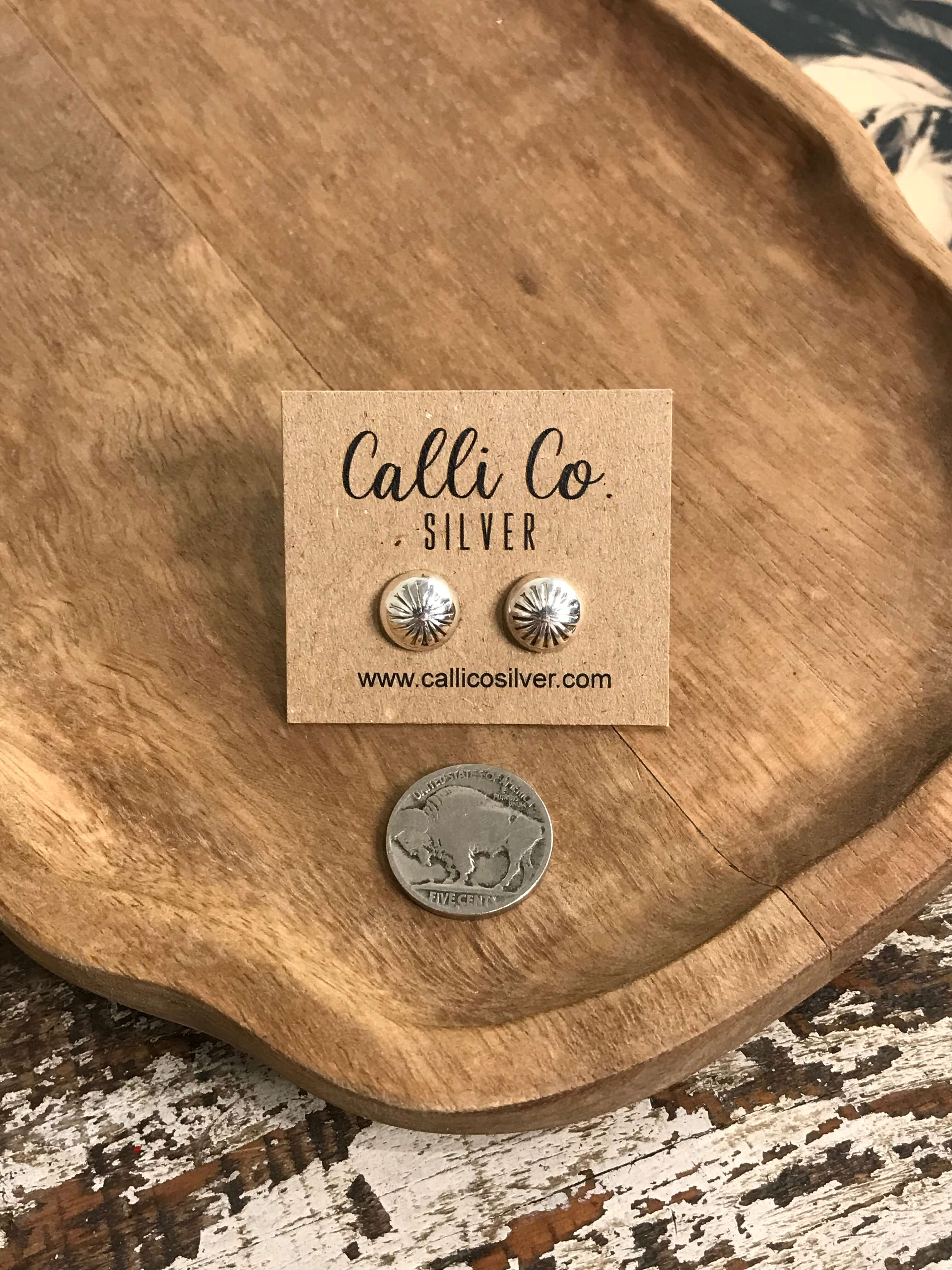 The Soraya Dome Studs-Earrings-Calli Co., Turquoise and Silver Jewelry, Native American Handmade, Zuni Tribe, Navajo Tribe, Brock Texas